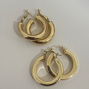 Elegant Gold Hoop Earrings Duo